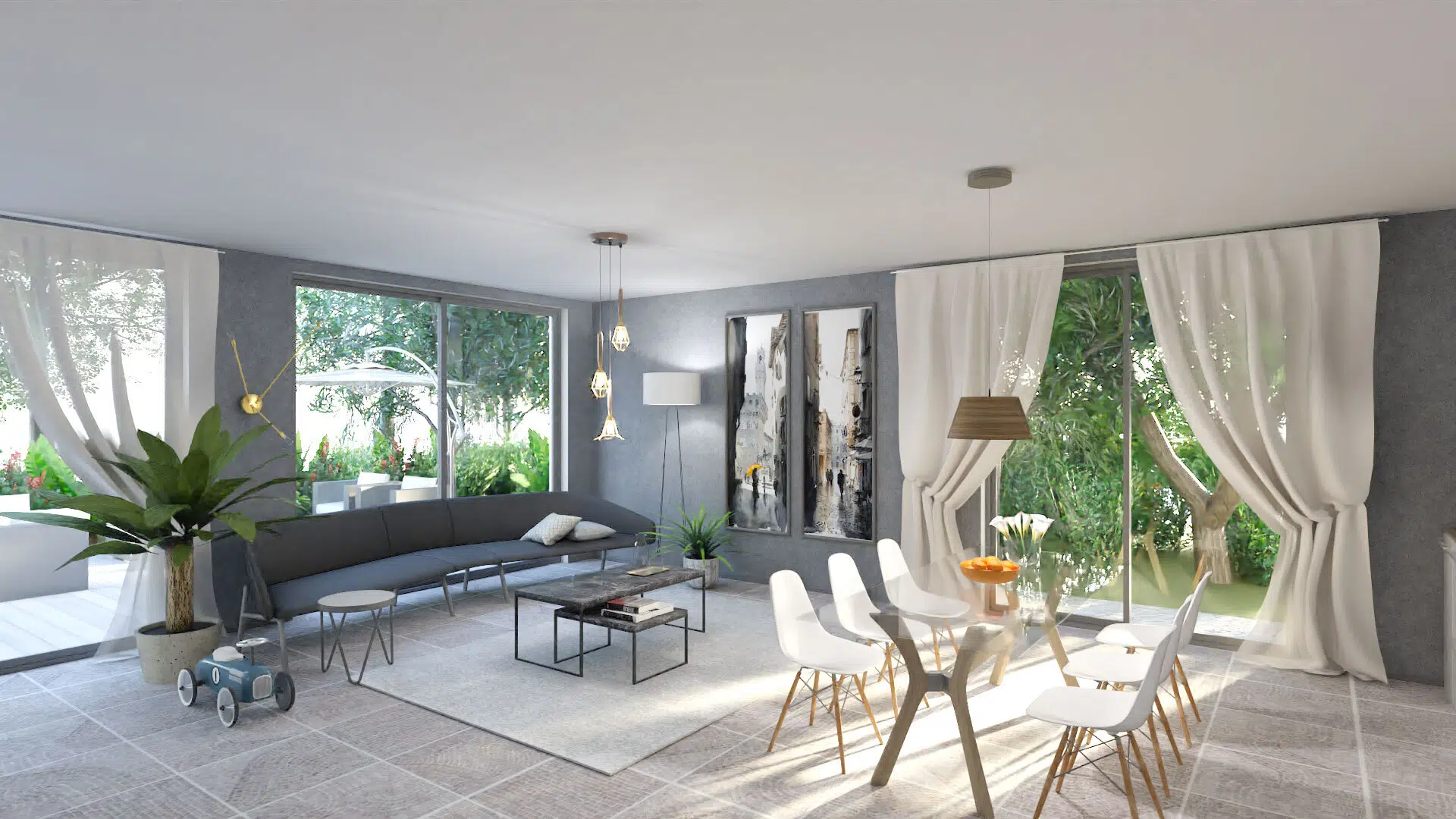 Photorealistic interior 3D rendering produced with Space Designer 3D version 4