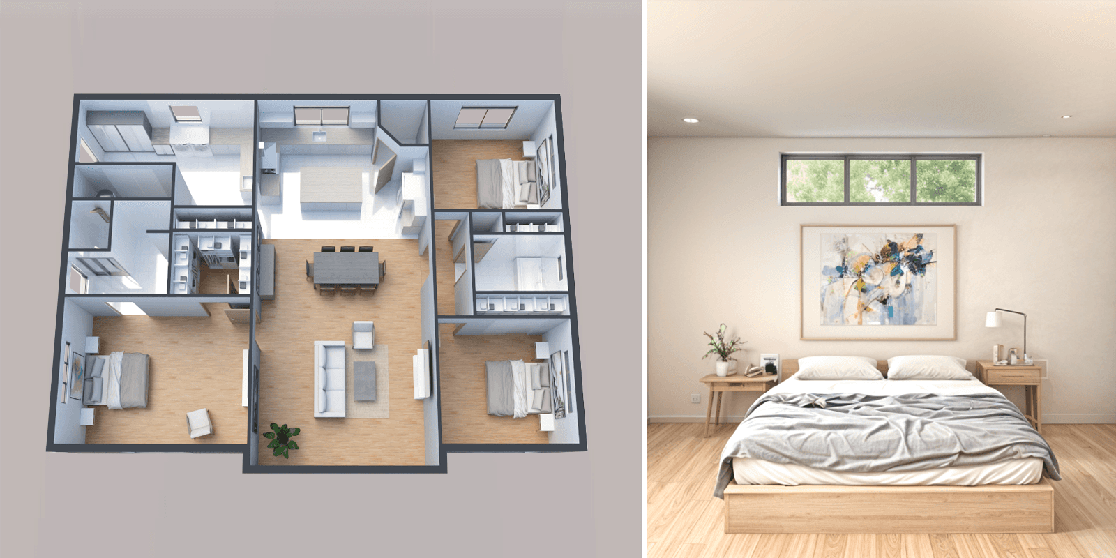 Planos de casas de tres dormitorios para familias modernas